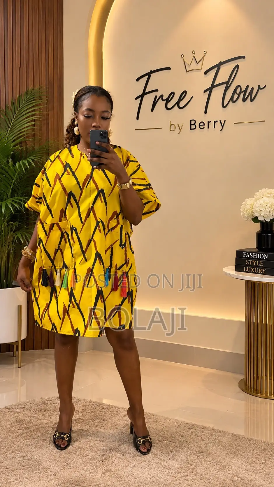A Knee Length Ankara Dress With Tassels