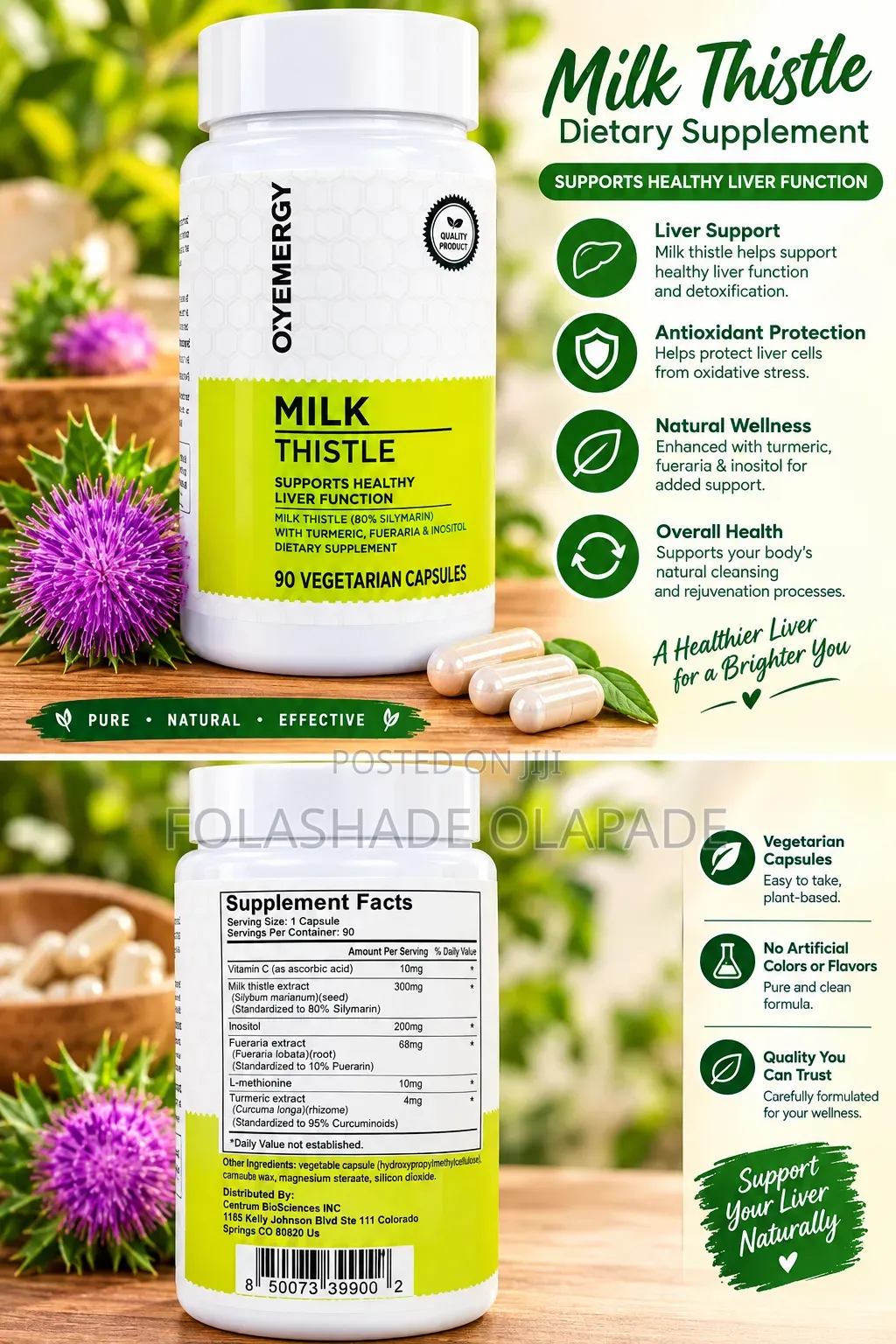Oxyemergy Milk Thistle Supplement – Liver Support 90 Capsules