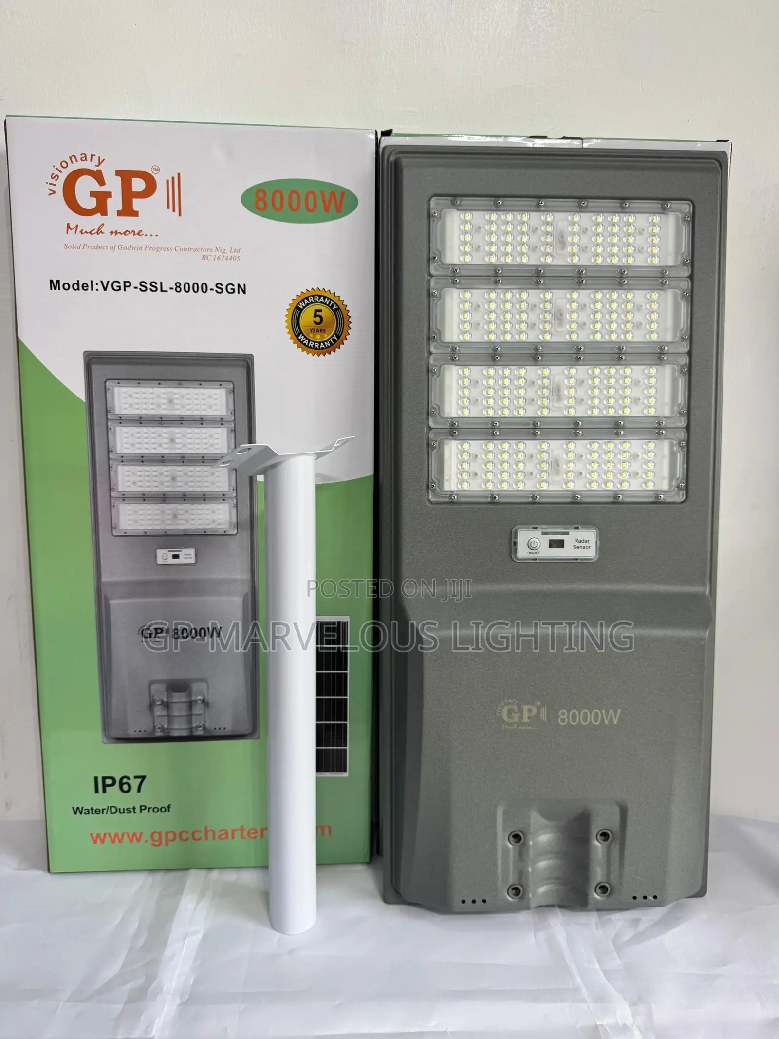 8000watt Industrial Solar Street Light Steady Brightness
