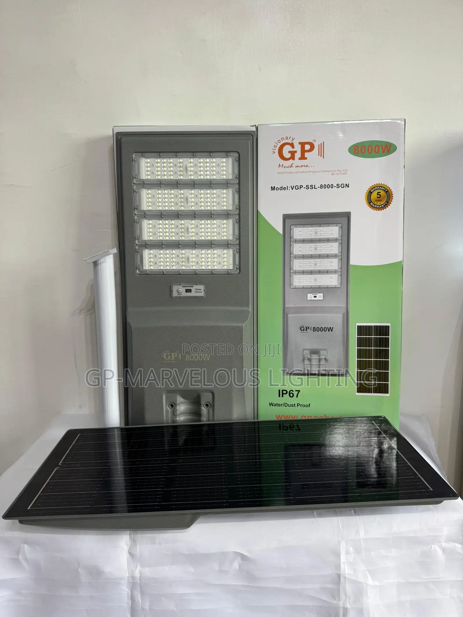 8000watt Industrial Solar Street Light Steady Brightness