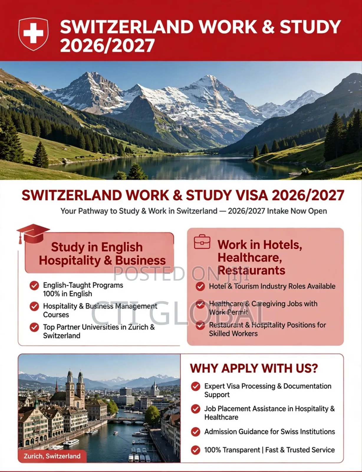 Switzerland Work and Study Visa Processing