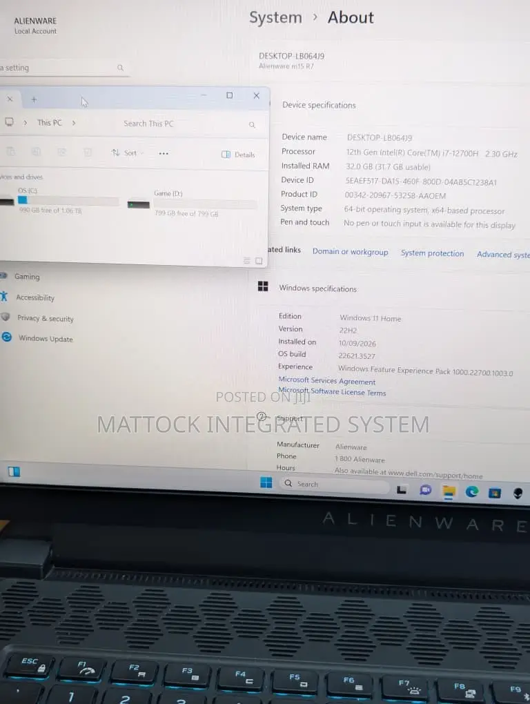 Laptop Dell 32GB Intel Core i7 SSD 2T