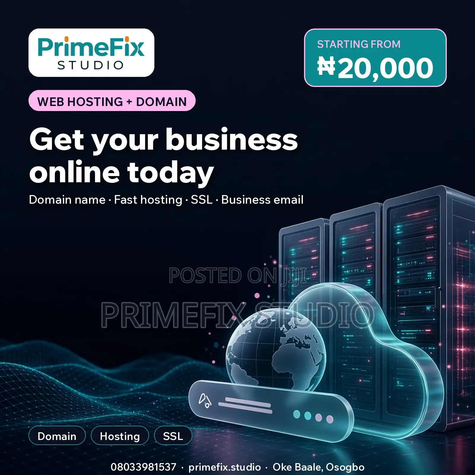 Web Hosting + Domain Name - From ₦20,000 | PrimeFix Studio