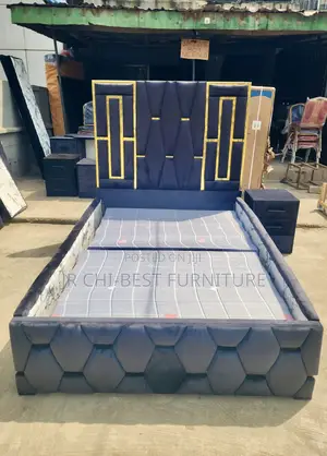 Adequately Built Padded 4 by 6 Wooden HDF Bedframe