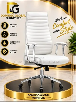White Executive High-Back Swivel Office Chair
