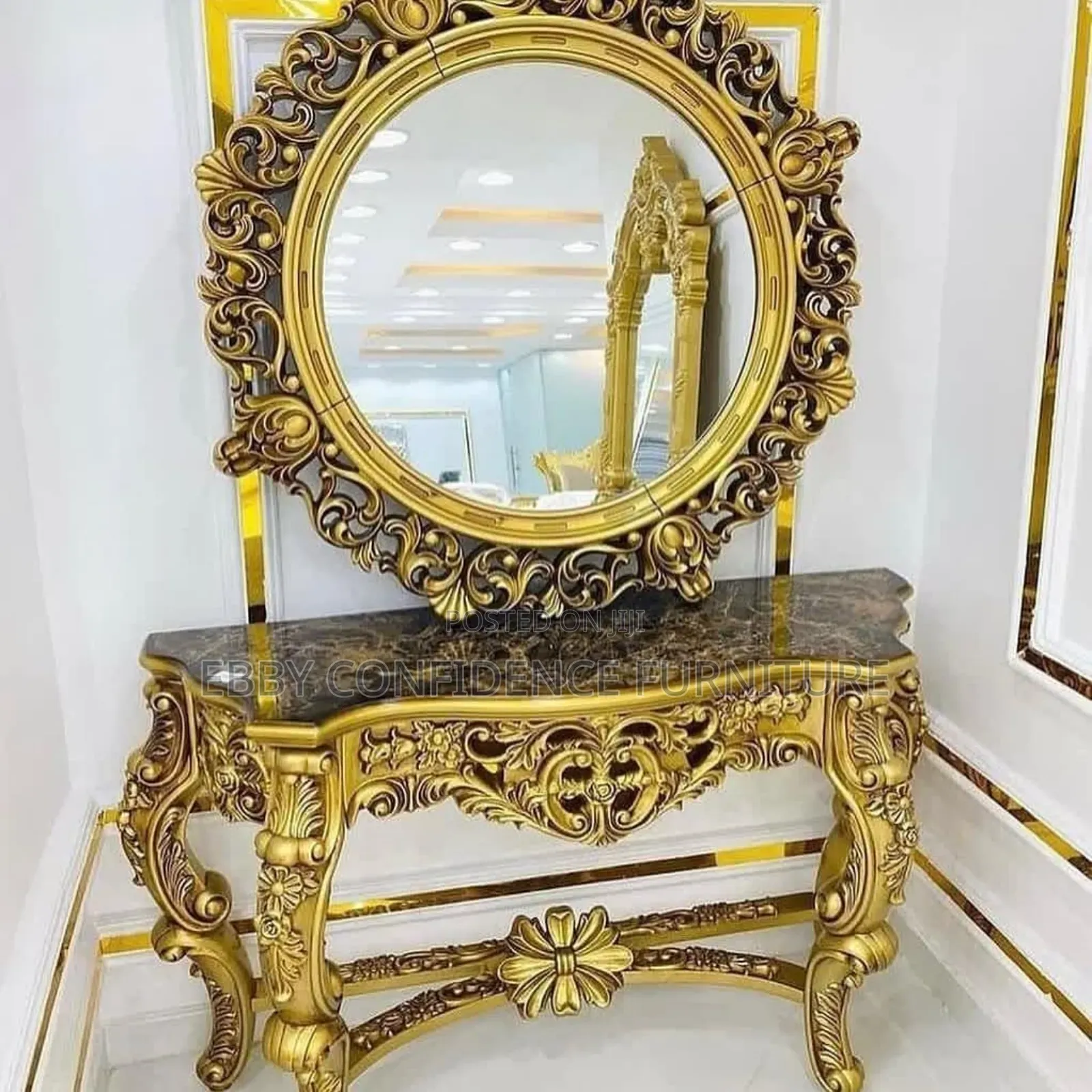 Luxury Gold Royal Mirror Console