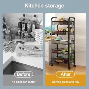 5 Layers Stackable Kitchen Rack With Wheels