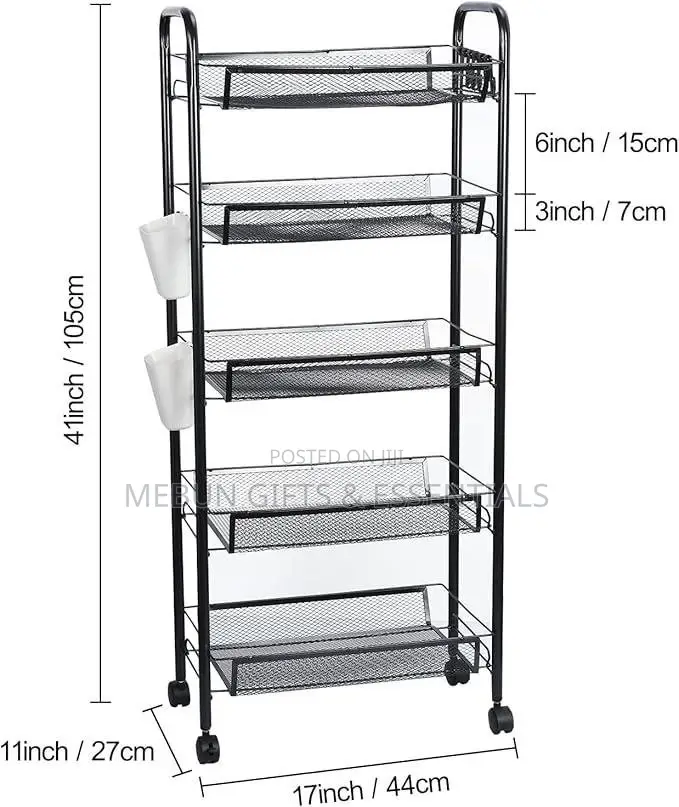 5 Layers Stackable Kitchen Rack With Wheels