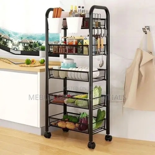 5 Layers Stackable Kitchen Rack With Wheels