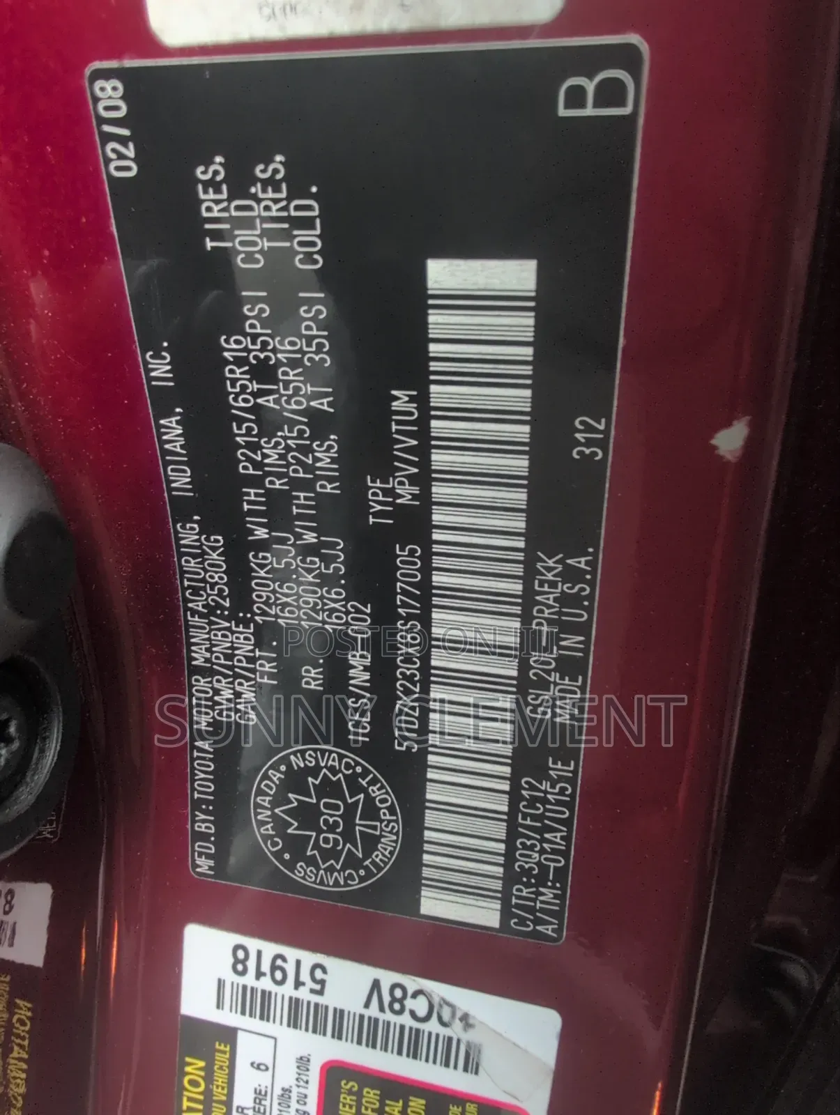Toyota Sienna LE 2009 Red