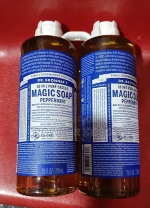 Dr. Bronner's Peppermint Pure-Castile Liquid Soap, Body Wash, 739ml X2