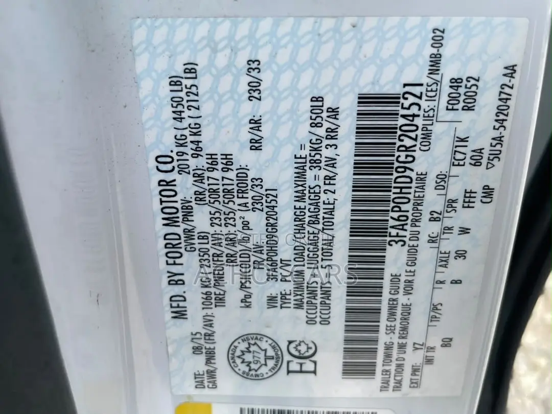 Ford Fusion 2016 White