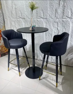 : Elegant Black High-Top Bistro Table + 2 Bar Stool Chairs