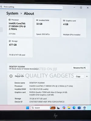 Laptop HP Zbook Studio G7 32GB Intel Core i7 SSD 512GB