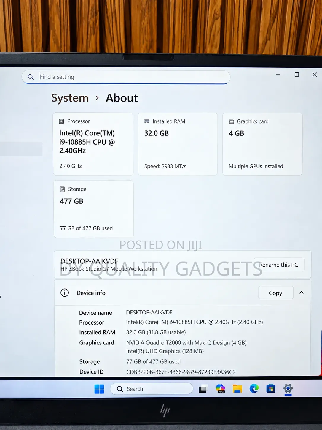 Laptop HP Zbook Studio G7 32GB Intel Core i9 SSD 512GB