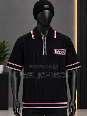 Unbranded Knitted Botton Collar Neck Polo Available in Black for L&XL