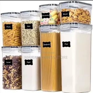 8in1 Airtight Storage Container With Sticker,Pen and Measuring Spoon