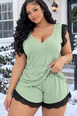 Lace Trim Eyelet Lounge Set