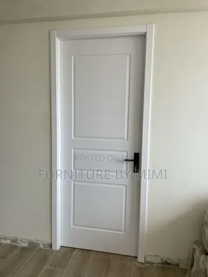 High-Quality White HDF Wooden Room Door With Frame & Accessories