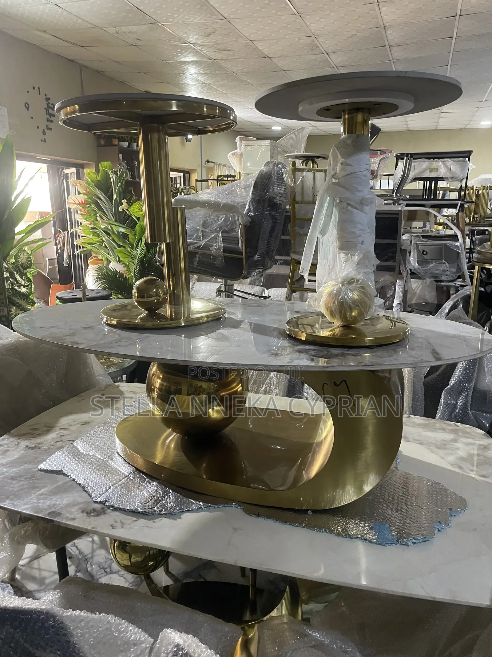 Marble Centre Table and Two Side Stools