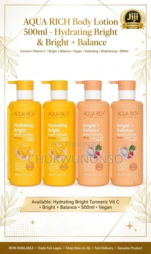 Aqua Rich Hydrating Bright Lotion 500ml Turmeric, Vitamin C - Vegan