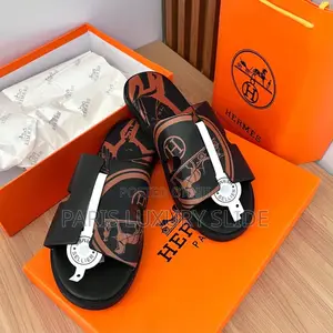 Hermes Suede Oran Slides - Brown Luxury Palm - Original Box