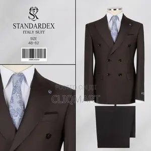 Dark Brown Double-Breasted Suit – Peak Lapel Blazer + Black Trousers