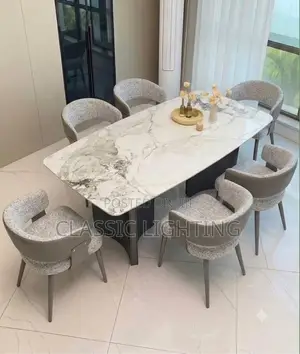 Luxury Modern French Style Retractable Marble Dining Table Set