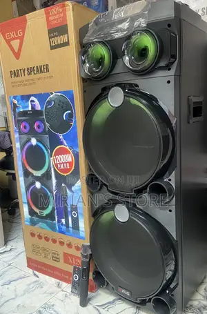 EXLG High Power Portable Speaker, 12000W With Wireless Mic & Remote