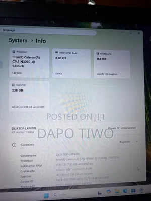 Laptop HP 8GB Intel Celeron HDD 256GB
