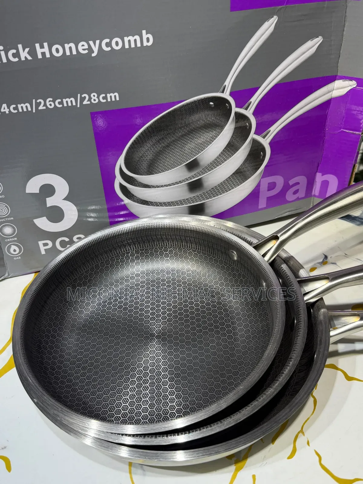 3Pcs Non Stick Honeycomb Pan