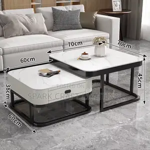 Modern Marble-Effect Nesting Coffee Table Set