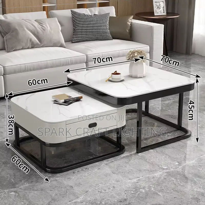 Modern Marble-Effect Nesting Coffee Table Set