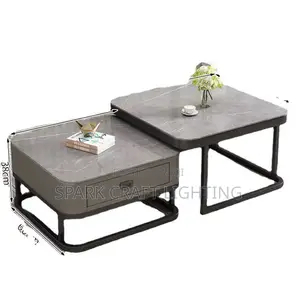 Modern Marble-Effect Nesting Coffee Table Set