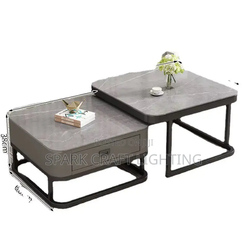 Modern Marble-Effect Nesting Coffee Table Set