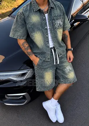 Title: Stylish Baggy Denim Two-Piece Set – Abee Finds