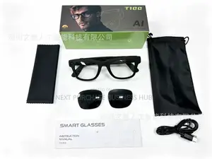 T100 Ai Smart Camera Glasses 2 in 1 Lens Black and Transparent