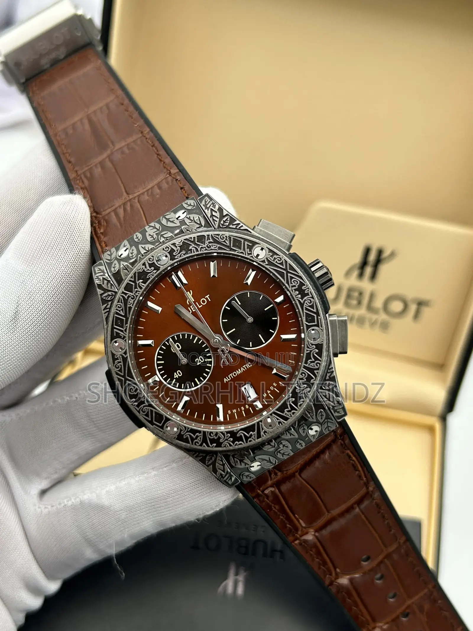 Hublot Leather With Skeleton Frame Watch
