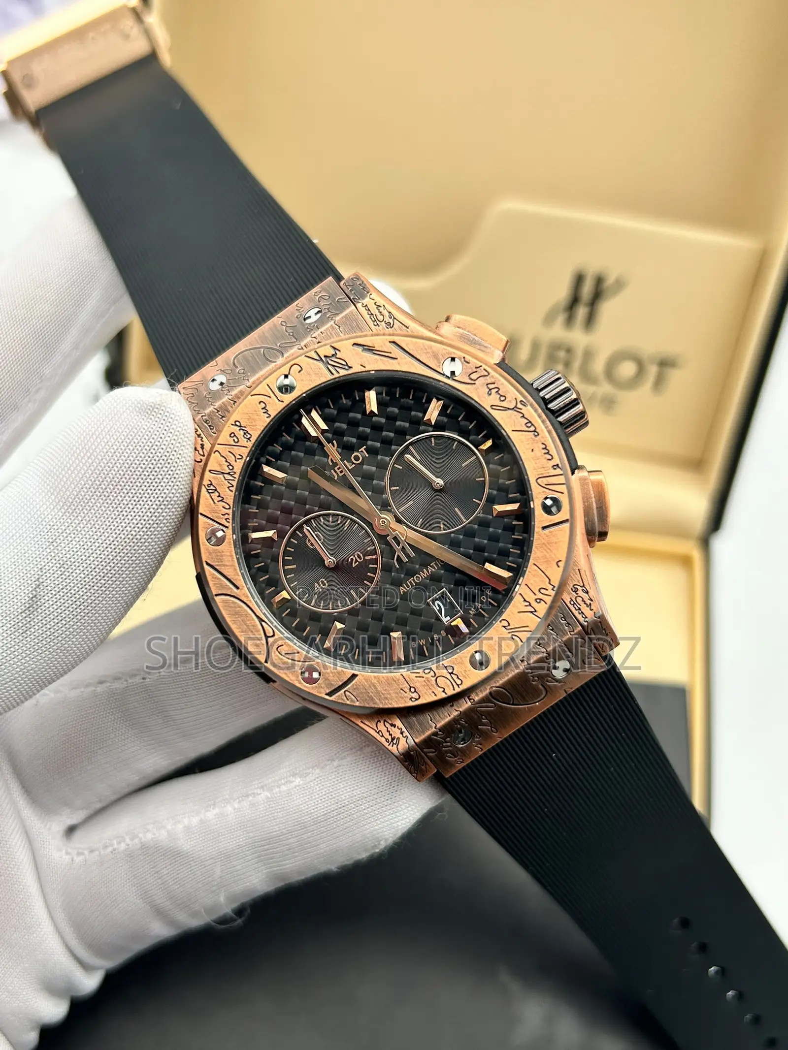 Hublot Leather With Skeleton Frame Watch