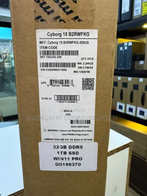 New Laptop MSI Cyborg 15 32GB Intel Core 7 SSD 1T