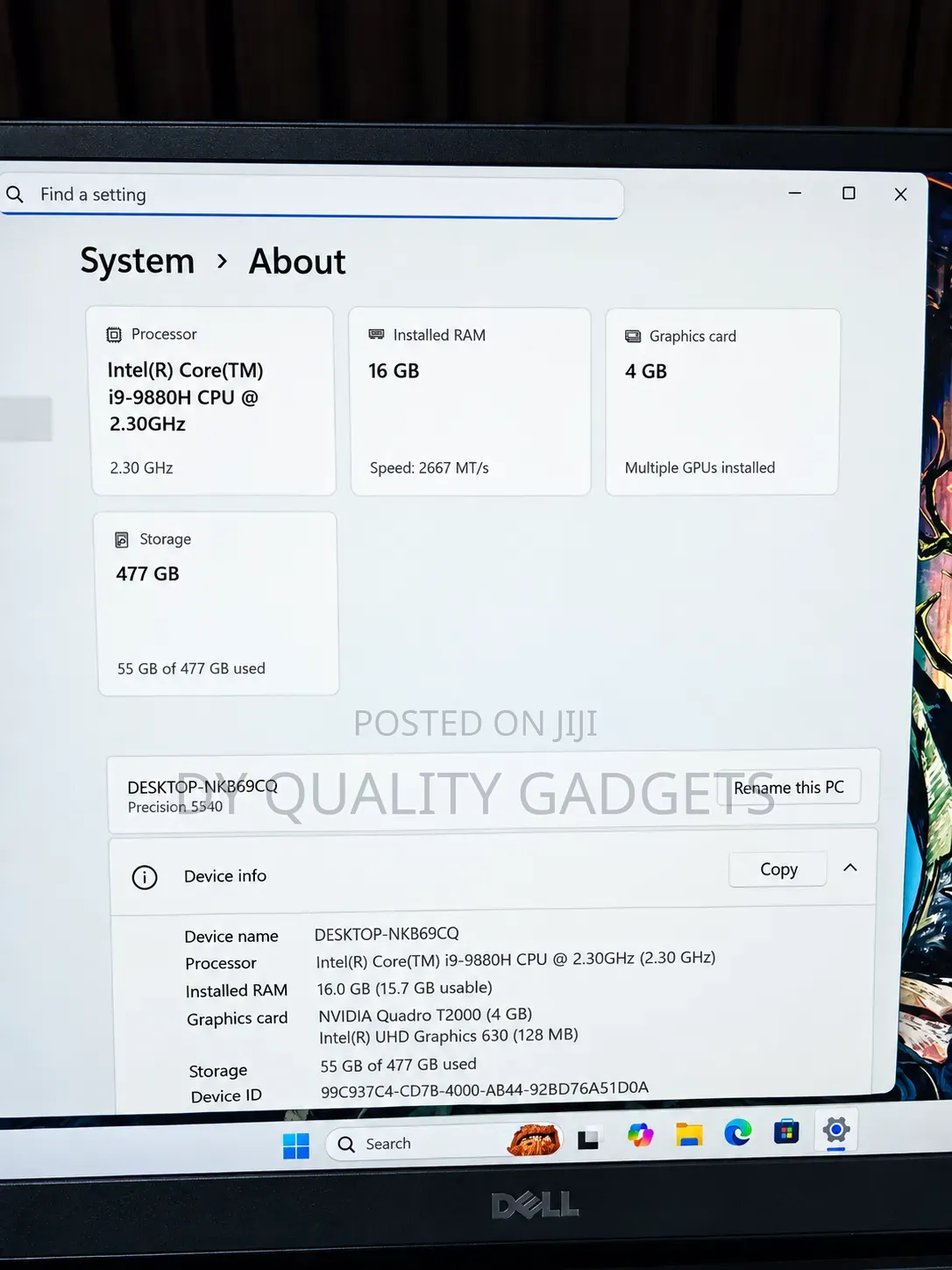 Laptop Dell Precision 5540 16GB Intel Core i9 SSD 512GB