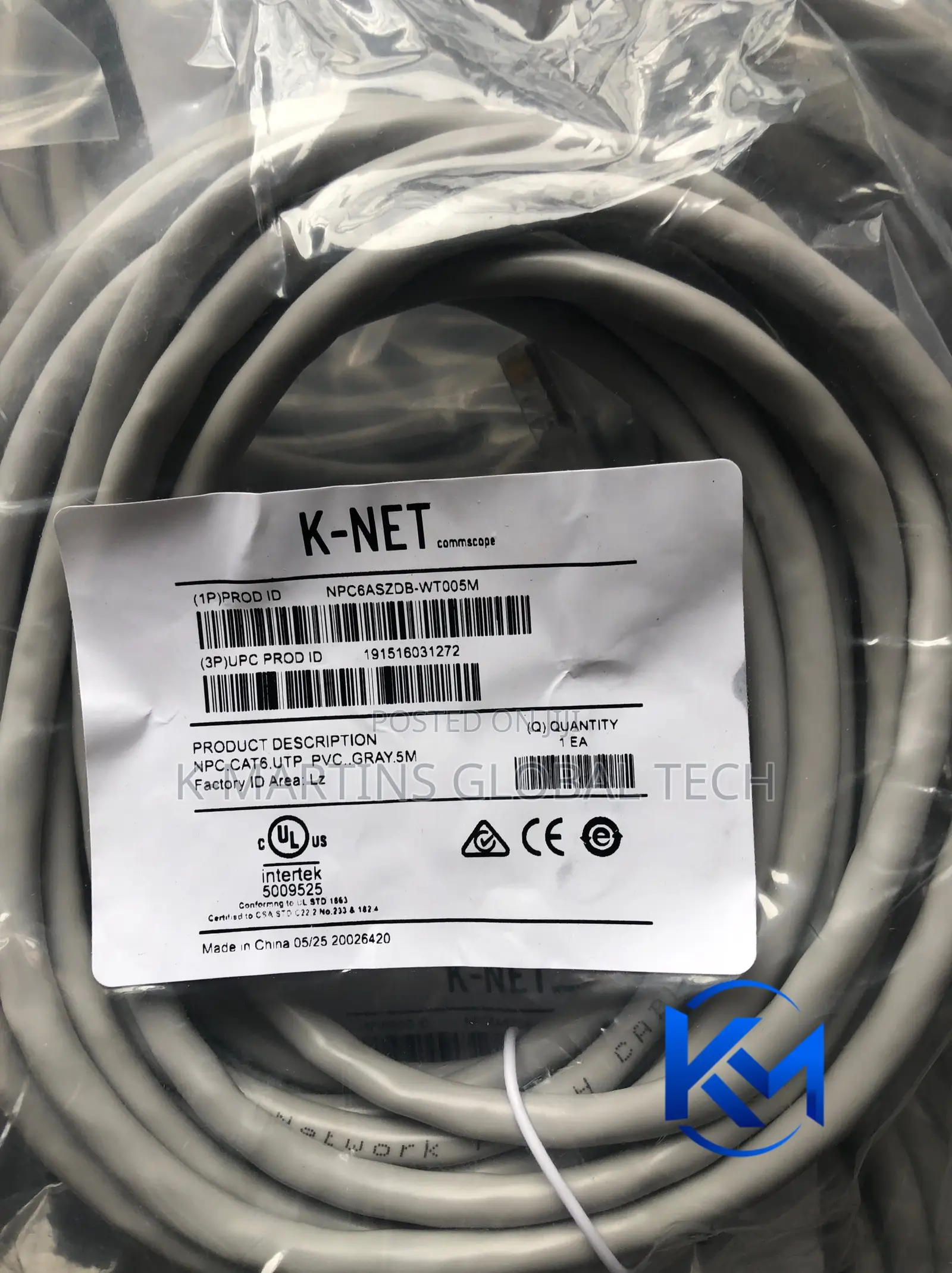 KNET Cat6 Ethernet Patch Cord 1M RJ45 Network Cable