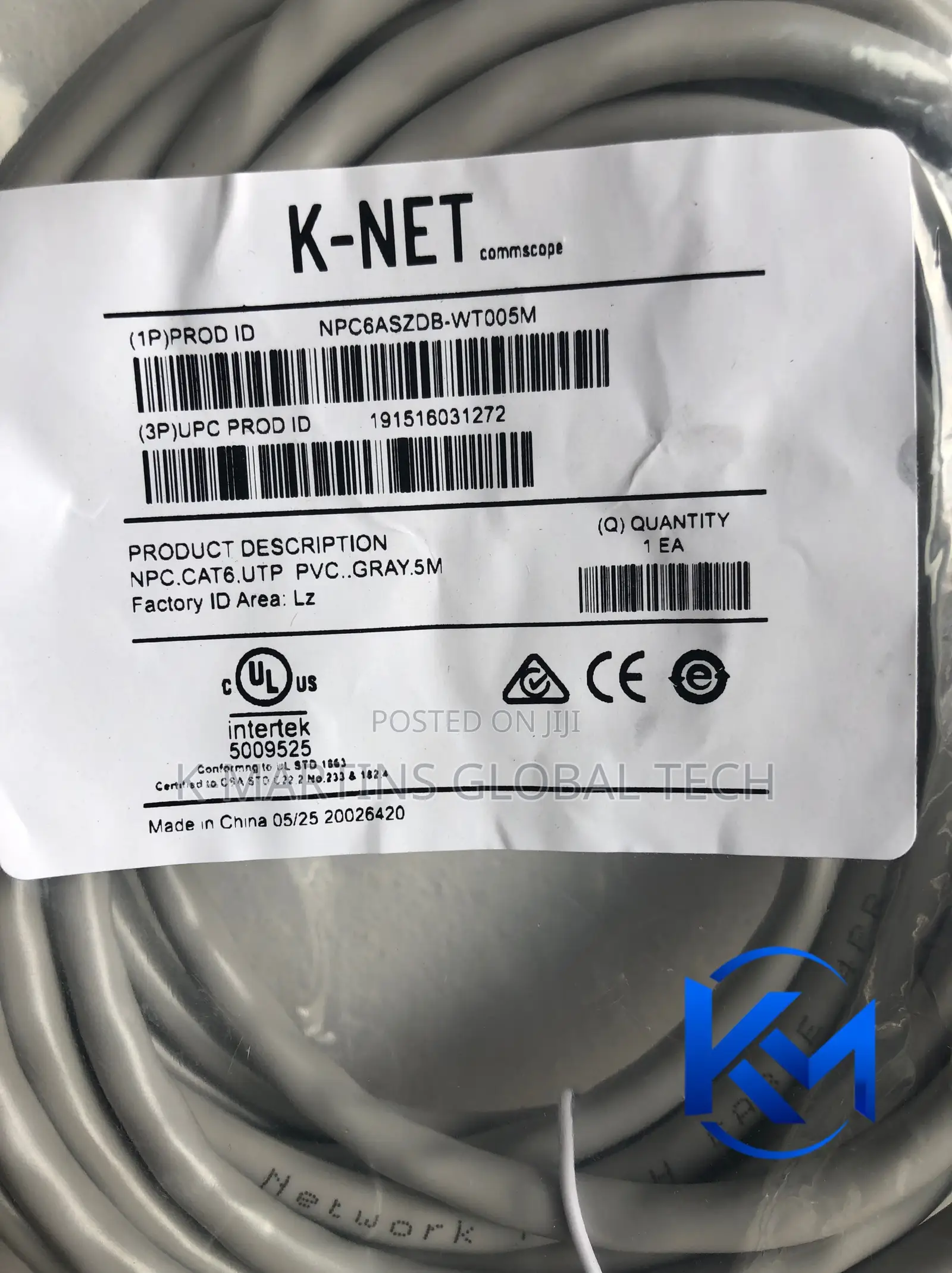 KNET Cat6 Ethernet Patch Cord 1M RJ45 Network Cable