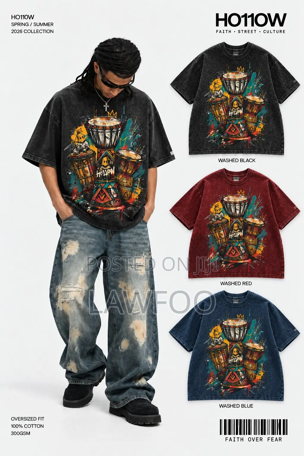 300G Pure Cotton Stone Washed Tee