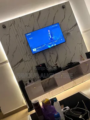Luxury Marble TV Wall Unit + Floating Console & LED