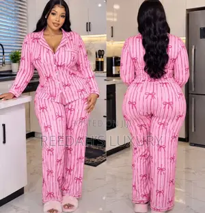 Bow Stripes Long Sleeve Pajama/Lounge Set