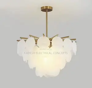 French Light Luxury Tiered Round Glass Chandelier Antique Suspension