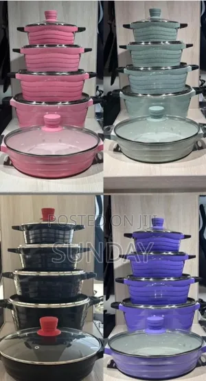 Wavy Design Granite Non-Stick Cookware Set