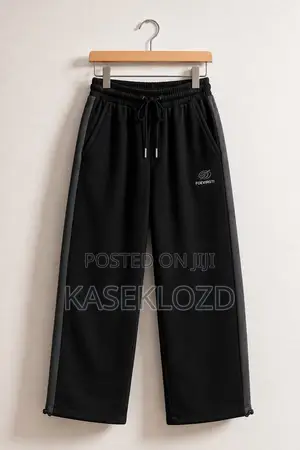 Black Side-Stripe Straight-Leg Track Pants