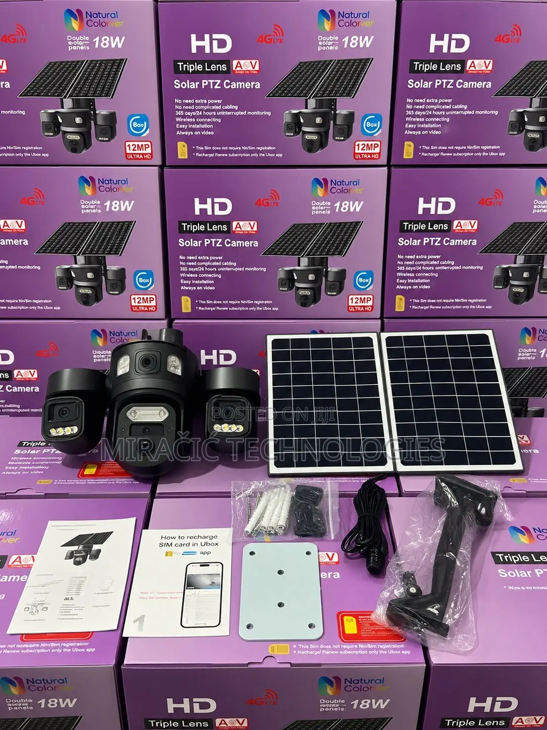 Ubox Pro Solar Panel 3 Lens 4G CCTV Camera